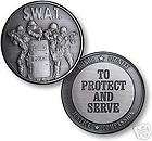 POLICE SWAT PROTECT AND SERVE NICKEL CHALLENGE COIN