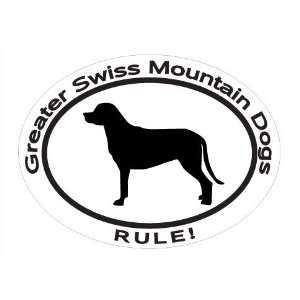  Oval Decal with dog silhouette and statement GREATER SWISS 
