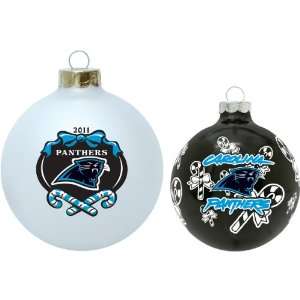  Topperscot Carolina Panthers Round Glass Ornament   2 Pack 
