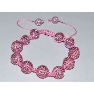 Swarovski Rose Pink 12mm Pave Ball Beads Shamballa Bracelet By 