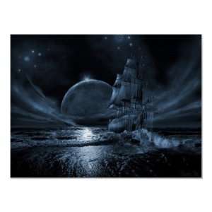  Ghost ship series Full moon rising Posters