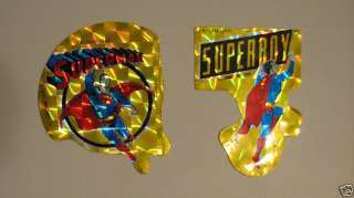 SUPERMAN & SUPERBOY Reflective Stickers (2) 1978  