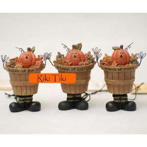  Blossom Bucket Pumpkinmen in Bushels Figurine Set