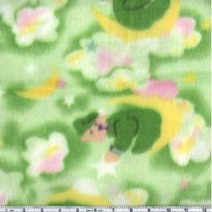 60 Wide Arctic Fleece Bear on Moon Green Fabric By The 