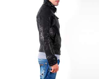 New D2 mens italian lamb skin black leather casual jacket jumper coat 