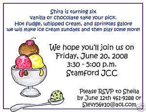 Ice Cream Sundae Birthday Party Invitations  