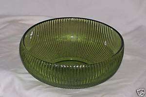 Vintage E O Brody   Green Ribbed Glass Bowl  