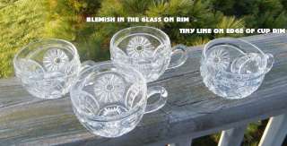   VINTAGE EAPG EARLY AMERICAN PATTERN SUNBURST GLASS PUNCH BOWL CUPS