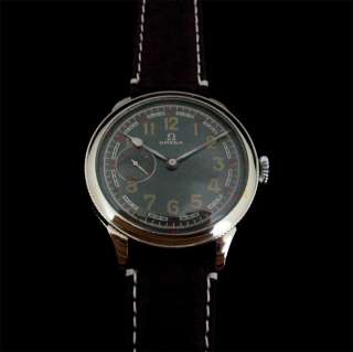 Rare Vintage 1925 Swiss Sumptuous OMEGA Watch Black Dial Military 