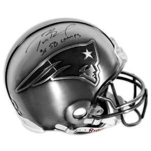 Tom Brady New England Patriots Pewter Autographed Pro Helmet with 3X 