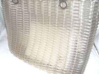   FERRAGAMO CLEAR SOFT PLASTIC JELLY BASKET WEAVE SUMMER TOTE BAG VNTGE