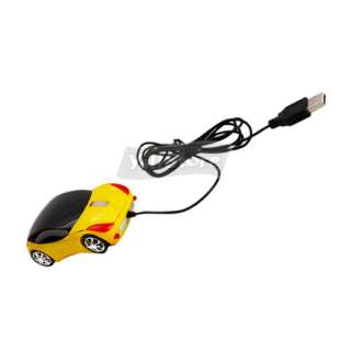 Yellow Car Pluggable USB Interface Optica Scroll Mouse For PC Laptop 