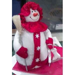 12 Soft Plush Stuffed Christmas Decoration Mama Snowman is dressed in 