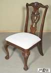 Solid Mahogany Chippendale Cream Occasional Side Chair  