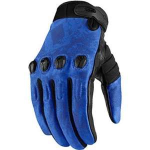 Icon Sub Etched Mens Textile Street Motorcycle Gloves   Blue / Small