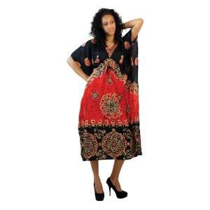  Emblazoned Draw String Kaftan  Red 