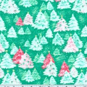   Flannel Flocked Trees Green Fabric By The Yard Arts, Crafts & Sewing