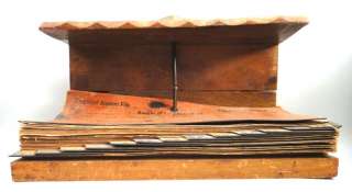   victorian WOOD FILE BOXw/STACK of RECEIPTS~STULL BROS fremont oh