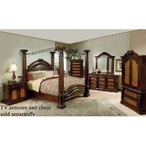 4pc California King Size Bedroom Set in Chestnut Finish 