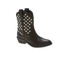 NYLA STUD Black Leather Studded Cowboy Western Ankle Boots Womens 