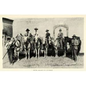 1922 Print France Equine Equestrian Horses Cowboys Camargue Portrait 