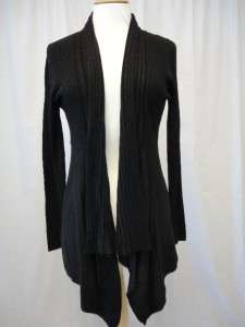 Black soft touch long sleeved, long length, wool blend waterfall 