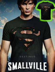 SMALLVILLE Superman Burn Out Logo Clark Kent T Shirt  