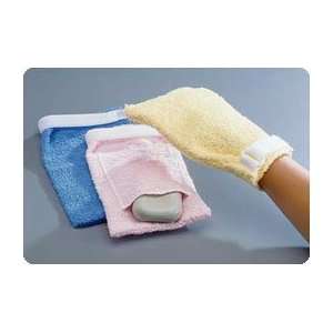 Sammons Preston Terry Cloth Antimicrobial Wash Mitts Pocket, Blue 
