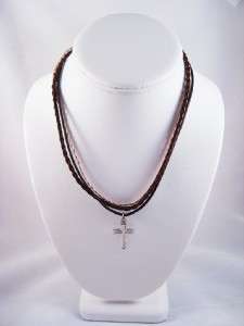 NEW 3 STRAND NECKLACE WITH CROSS PENDANT #N1055  