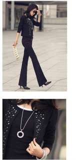 New Korea Fashion Lady Women Long Sleeve Rivet Shrug Jacket Tops 2 