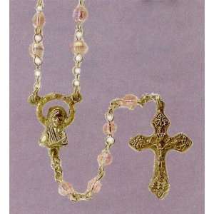   15 Silver Plated Rosary with 4mm Pink Beads   MADE IN ITALY Jewelry