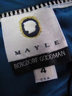 Mayle DressTeal Silk Sleeveless /White Stitch Detail 4  