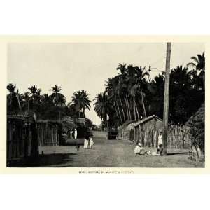  1922 Print Mazatlan Thatched House Straw Palm Trees Sand 
