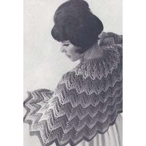 Vintage Crochet PATTERN to make   Ripple Shoulder Cape Wrap Shawl. NOT 