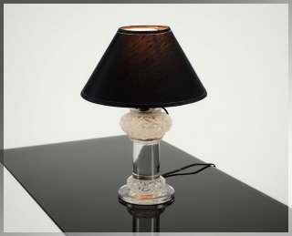 Original RENÉ LALIQUE 1930s ART DECO Glass TABLE LAMP Feuilles De 