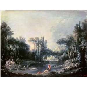  Landscape With a Pond by Francois Boucher. Size 10.00 X 7 