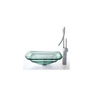  Kraus Oceania Clear Square Glass Sink and Millennium 