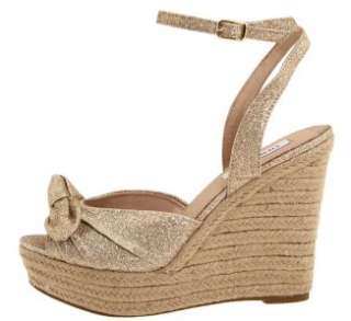 Women;s Shoes NIB Steve Madden GLISEN Espadrille Platform Wedge Gold 
