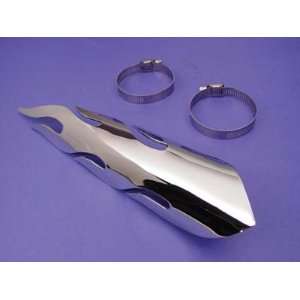  Chrome Universal 11 Flame Motorcycle Exhaust Heat Shields 