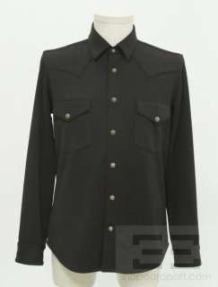 Chrome Hearts Black Knit Sterling Silver Button Front Mens Shirt Size 