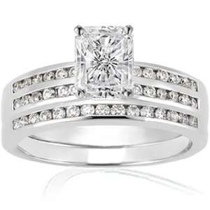   Radiant Cut Diamond Wedding Ring Set SI EGL 14K Fascinating Diamonds
