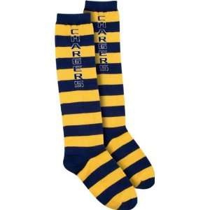   Womens Navy/Gold Rugby Stripe Knee High Socks