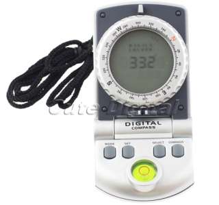 Outdoor Digital Compass Thermometer Clock Camping  