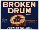 BROKEN DRUM Vintage Salinas CA Vegetable Crate Label