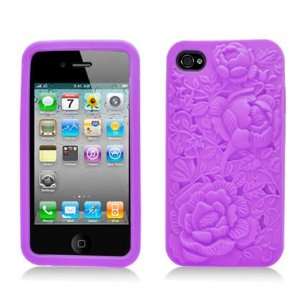  Purple Rose Flower Soft Silicone Laser Cut Skin for Apple 