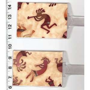  Set of 2 Luggage Tags Made with Kokopelli Tan Fabric 