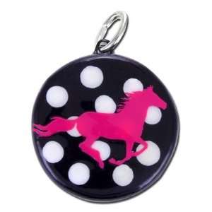  25mm Black with White Polka Dots and Hot Pink Horse 