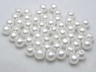 200 pcs 8mm Faux Pearl Round Beads White Imitation Pear  