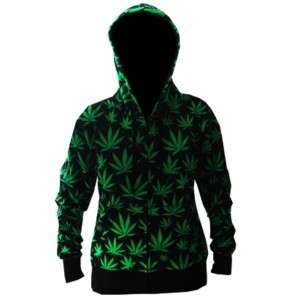 Mens Cannabis Leaf Black Zip Up Hoodie NEW S M L XL  