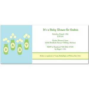  Baby Shower Invitations   Floral Vases Powder Blue By Sb 